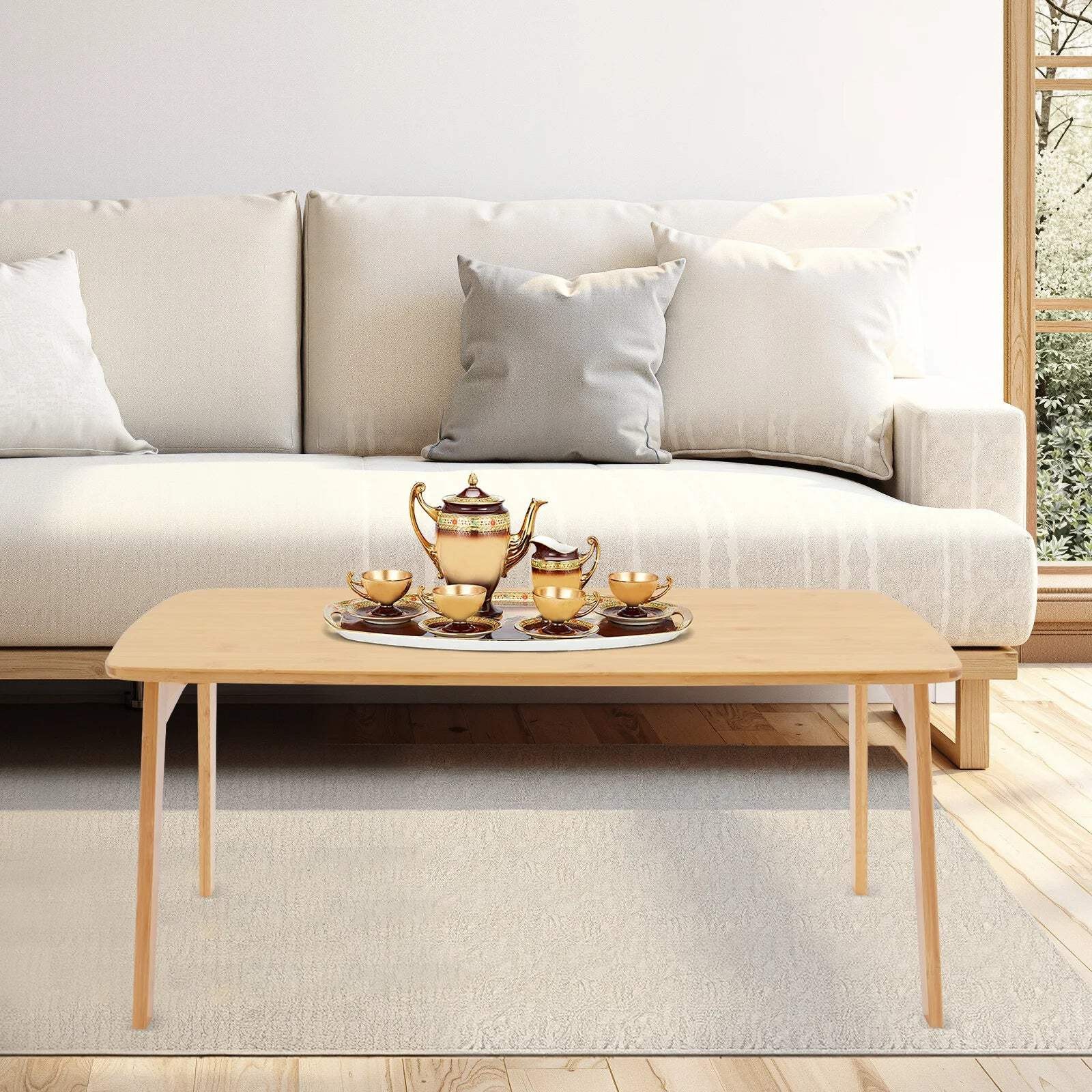 Portable Bamboo Folding Coffee Table for Tea Study Work or Floor Use