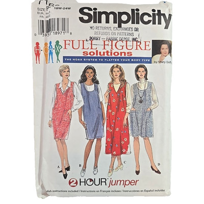 Simplicity 7162 Women's 2 hour Jumper Dress full figure Pattern Sz 18W-24W Uncut