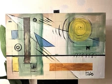 Large Abstract Painting 48X32 Original MCM Mid Century Modern Signed Wall Art