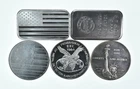 Lot 5 VINTAGE 1 Oz Silver Bars/Rounds Art Bars Collection Poured .999 *384