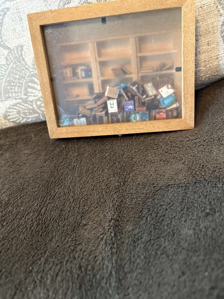 Shake Away Your Anxiety Bookcase Wooden Miniature Bookshelf Decor 150 Books - Image 4 of 4