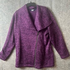Lands' End women's Large purple fleece zipper jacket cowl neck