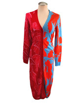 NEW FARM Rio Living Nature Cardigan V Neck Long Sleeve Dress Red Size: XS