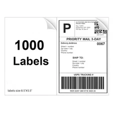 1000 8.5"x5.5" Address Shipping Labels Half Sheet Self Adhesive 2 Per Sheet UPS