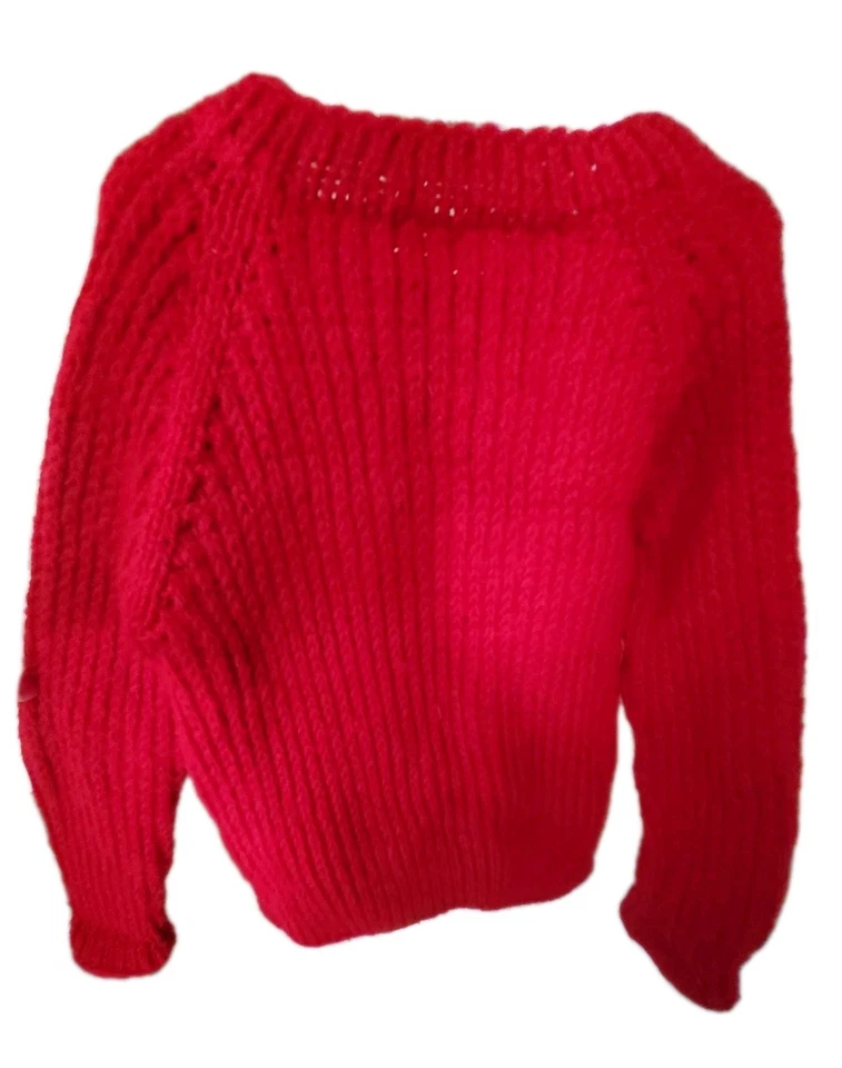 Ручной работы шерсти на пуговицах свитер бордовый винтажный унисекс ребенка ясельного возраста 2T - 3T хорошо - Изображение 3 из 4