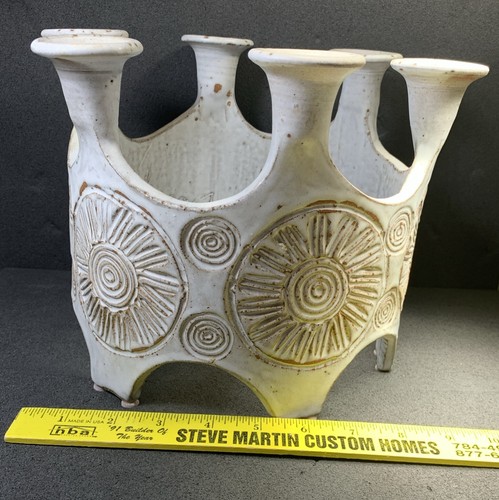 Los Artesanos Puerto Rico Stoneware Pottery Candelabra, 6 Candle, Vintage! AS IS - Picture 11 of 15