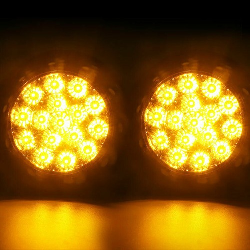 2X 4INCH Round 16 LED Truck Trailer RV Brake Stop Turn Signal Tail Lights 12-24V - Picture 9 of 14