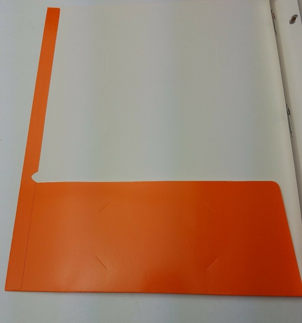2 Pocket Orange Paper Folders with Prongs and 2 Business Card Holders