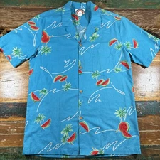 Vintage Paradise Found Shirt Mens Medium Hawaiian Short Sleeve AOP Tropical