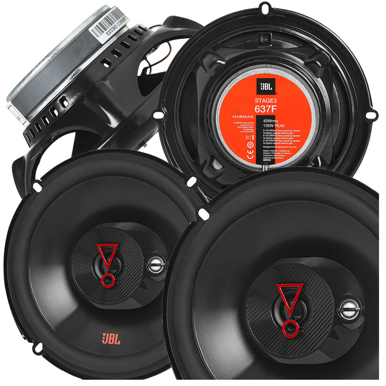 fysiker Fritid Hane 4x JBL STAGE3 637F 6.5&#034; CAR AUDIO STEREO 3-WAY 450W COAXIAL SPEAKERS  6-1/2 INCH | eBay