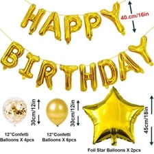 25pcs Blue Birthday Balloons - Banner & Letters for Joyous Party Decorations USA