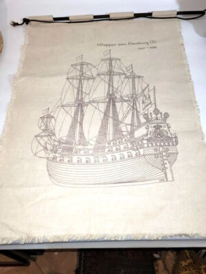 50er Wandbehang Hamburg 1669-1683 Stickvorlage auf Holzstab, kann bestickt werde - Bild 1 von 4