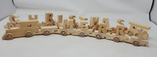 Wooden Alphabet Train Set Merry Christmas 17 Wood Block Letters/Cars