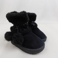 Swiggles Toddler Girl's Faux-Fur Trim Pom-Pom Boots - 5, Black 4689