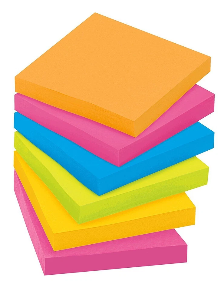 Homebrella Stick Pads, 3 in x 3 in, Assorted Bright Colors- 90 Sheets/Pad-