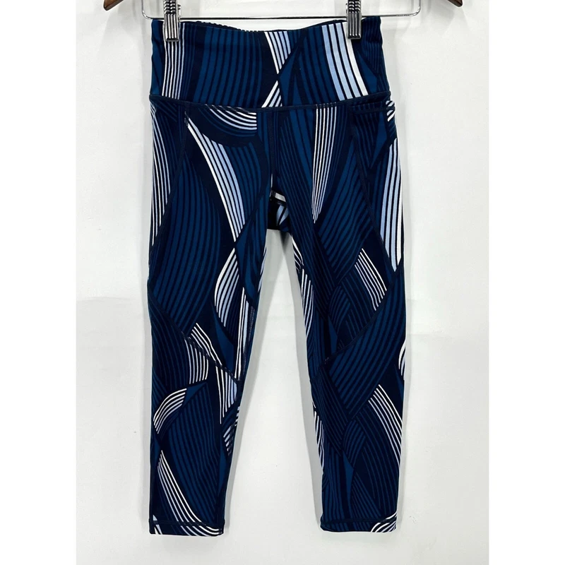 sweaty-betty power crop 20" geometric back zip pocket leggings
