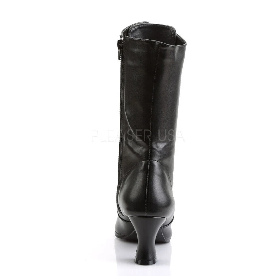 Botas de becerro VIC120/B/PU para mujer antiguas negras del período victoriano disfraz Foto 3 de 4