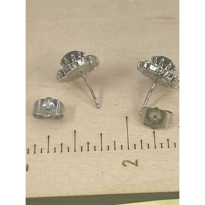 Gちゃん♡14kgf Hong Kong HK 14K GP Floral Faux Sapphire Rhinestones Silver Tone