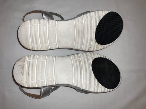 ara Bristol Platform Sandal Silver Metallic Leather Comfort 8.5-9 EU 39 - Picture 5 of 7