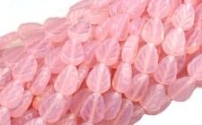 25 MILKY PINK CZECH GLASS LEAF BEADS 10MM LIMITED