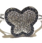 925 Sterling Silver black white cubic zirconia cz butterfly design womens ring 7 — photo 2
