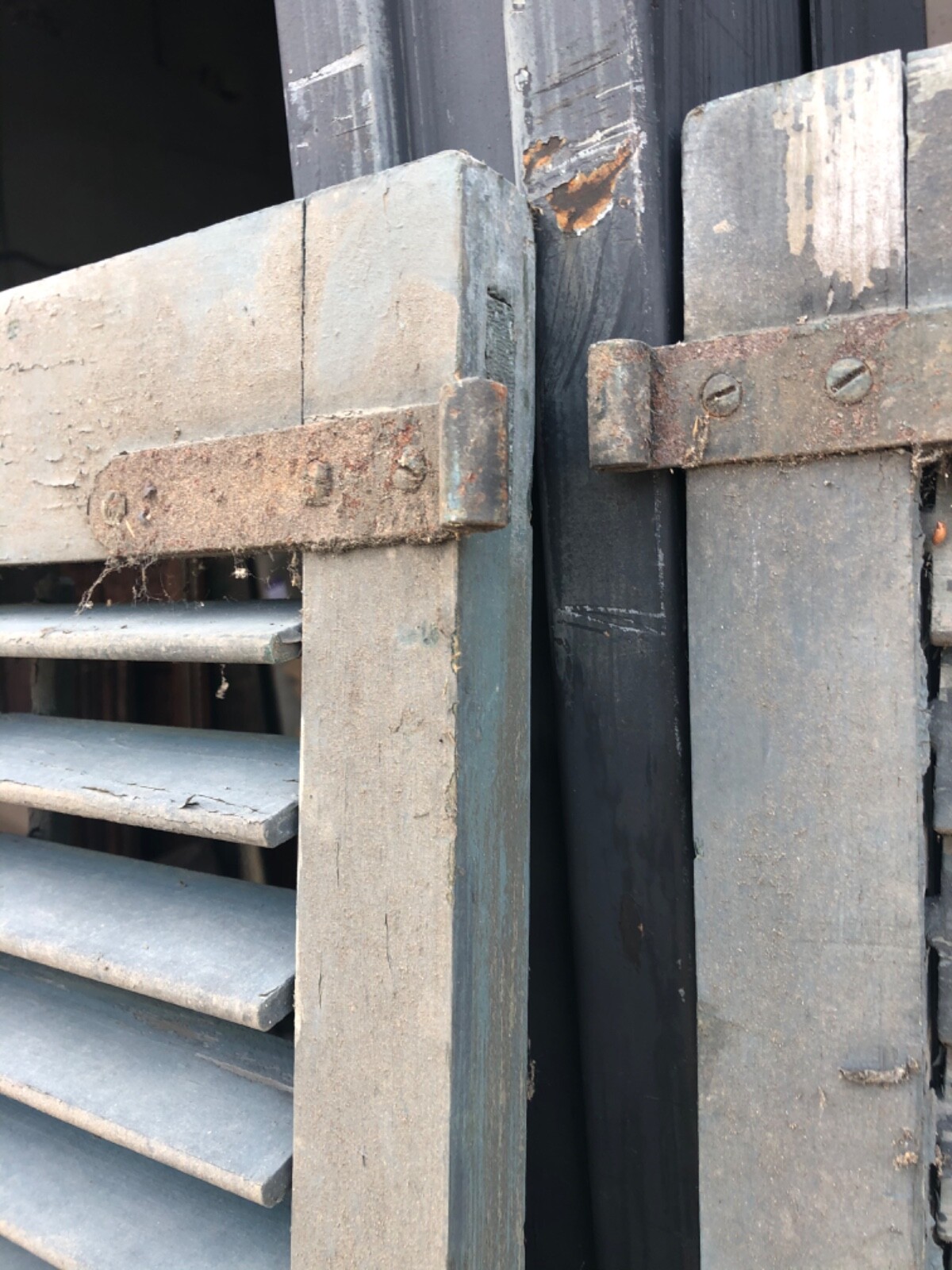 GREAT pair vintage victorian louver house shutters blue green 67” x 16” x 1 1/8” eBay