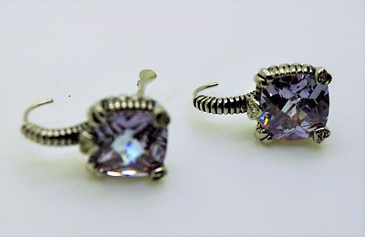 A220 CLASSIC Designer style Tanzanian Purple Crystal French Clip fashion Earring