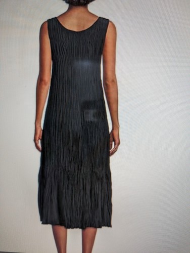 Vestido midi eileen fisher nuevo sin etiquetas negro 100 % seda aplastada sin mangas MED - Imagen 12 de 13