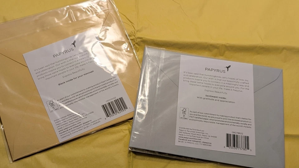 PAPYRUS Lot of 2 Thank You Greeting Cards -Floral, Embellished, Simple Clean New - Image 2 of 4