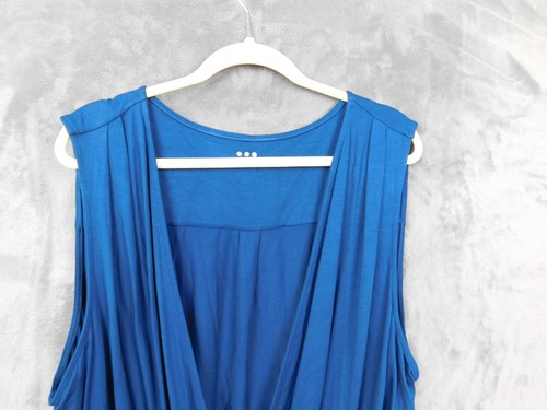 Three Dots Tank Top Womens 3X Blue Faux Wrap Drapey Relaxed Minimalist Capsule - Picture 2 of 9