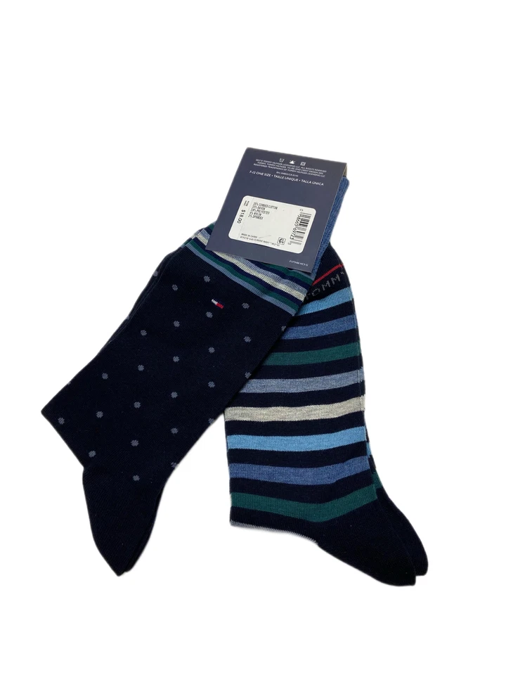 TOMMY HILFIGER Para hombres 2 Pares Multicolor Mezcla Premium Media Pantorrilla Calcetines Talla 7-12 Nuevos con Etiquetas Foto 2 de 2