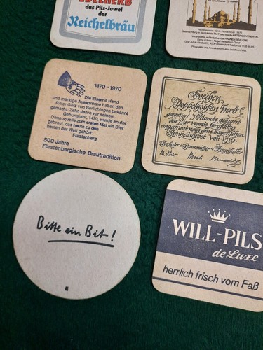 Vtg Lot Of 11 German / European Beer Paper Coasters Square Round Brewery - Picture 9 of 10