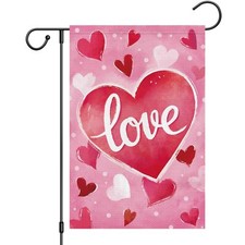 12x18 Inch Valentine's Heart Garden Flag Double Sided Printing 2 Layer Burlap
