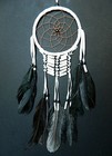DREAM CATCHER TRADITIONAL WHITE DREAMCATCHER NATURAL BLACK FEATHERS