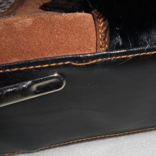 Mary Frances Brown/Black Satchel Handbag Pony Hair Colorful Stones Beaded Rings - Picture 9 of 9