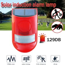 Solar Alarm LED Light Solar Strobe Light Wireless Motion Sensor Detector Outdoor