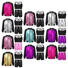 Kids Girl Dancewear Yoga Tracksuits Workout Outfits Performance Activewear Gym