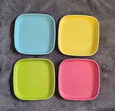 Get Fresh Bamboo Kids Plates 4 Pack Set Stackable Dinnerware