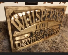 Personalized Wedding Gift Family Name Signs Carved Custom Wooden Sign Last Name