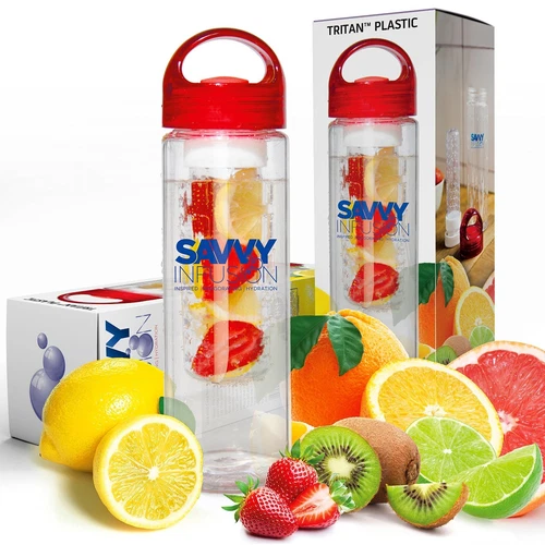  Savvy Infusion Water Bottle - 24 Oz - Create Your Own Naturally Flavored Fruit