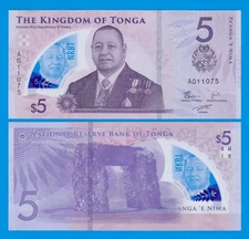 TONGA 5 Pa'anga P 51 Polymer 2023 UNC