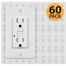 60-pack Gfci 15a Tamper Resistant, Self Testing Receptacle Outlet With Covers