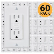 60-Pack GFCI 15A Tamper Resistant, Self Testing Receptacle Outlet with Covers