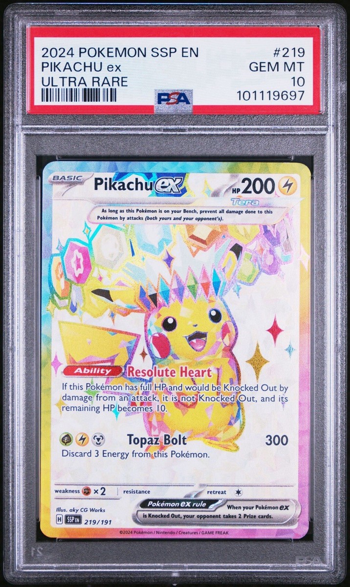 Pokemon Card PSA 10 Gem Mint Pikachu EX Surging Sparks 2024 Holo