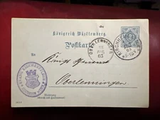 1903 Germany Wurttemberg Stationery Postal Card Europe 2 Pfennig