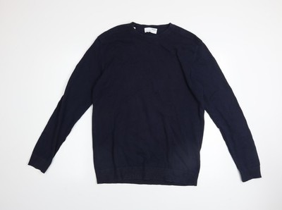 SELECTED HOMME Herren Pullover Blau Baumwolle Rundhals Größe L Classic Fit