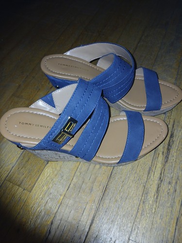 Tommy Hilfiger wedge Jean sandals 9.5 - Picture 2 of 6