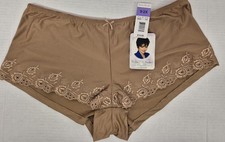 VINTAGE NEW W/TAGS DELTA BURKE PANTIES SIZE 9/2X TAN NYLON EMBROIDERED LACE