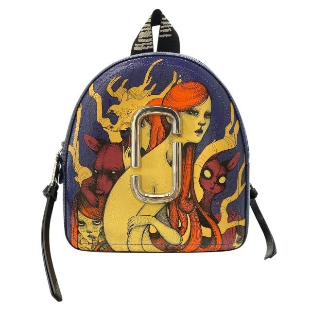 Marc Jacobs Lauren Tsai Collab M0014477 Leather Backpack Navy Logo Rare