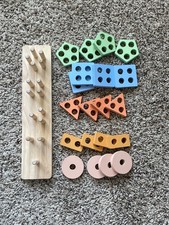 Wooden Shape Sorter  Stacking Puzzle, Montessori Toy